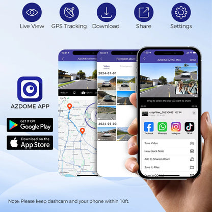 AZDOME M550 Max 4K Triple Camera Dash Cam