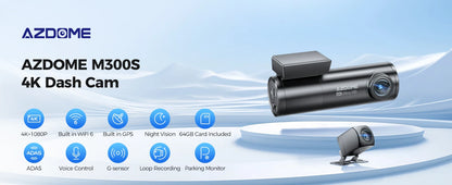 AZDOME M300S 4K Dual Camera Dash Cam with ADAS