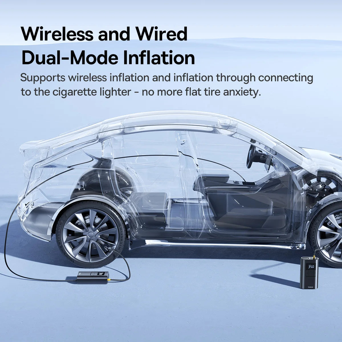 Baseus 2-in-1 Portable Tire Inflator with Flashlight