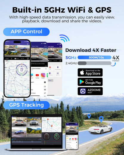 AZDOME M660 4-Channel Dash Cam with 128GB Storage