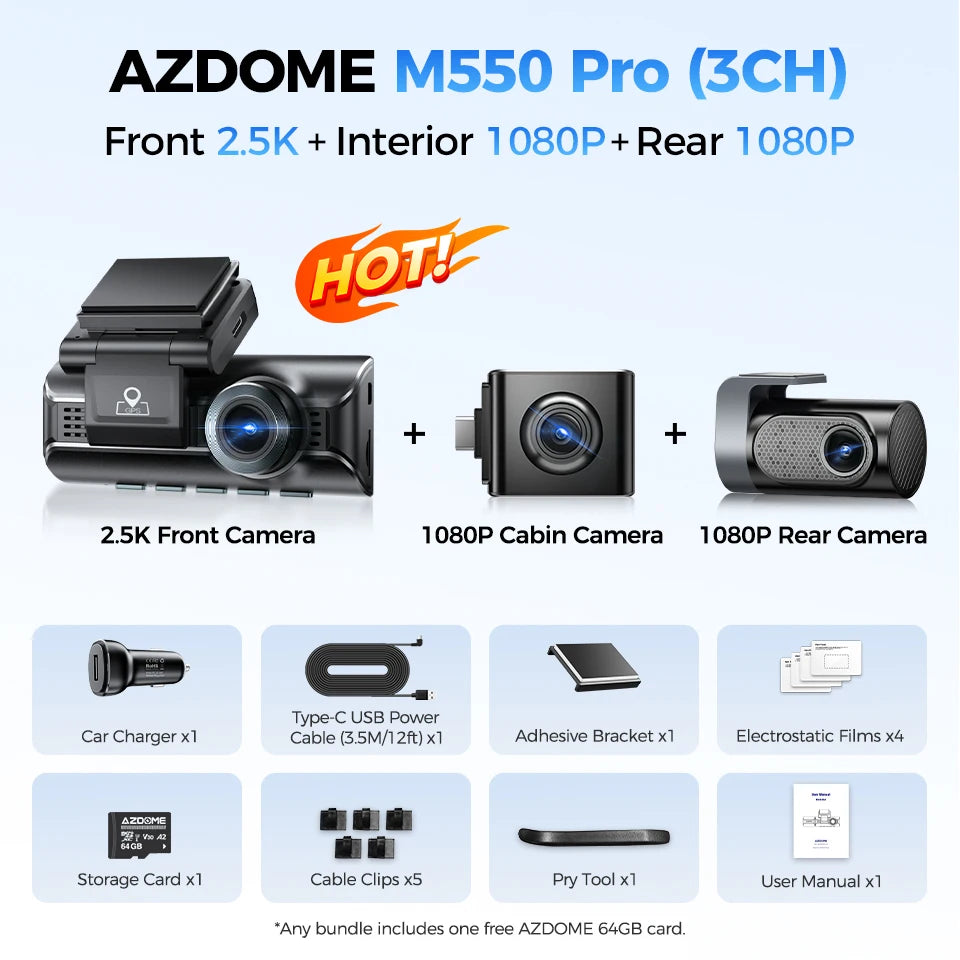 AZDOME M550 Pro 4K Dash Cam with 5.8GHz WiFi
