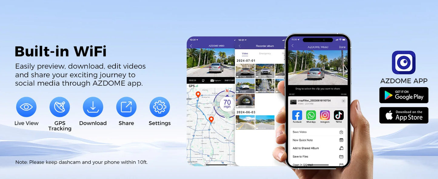 AZDOME M660 4-Channel Dash Cam with 128GB Storage