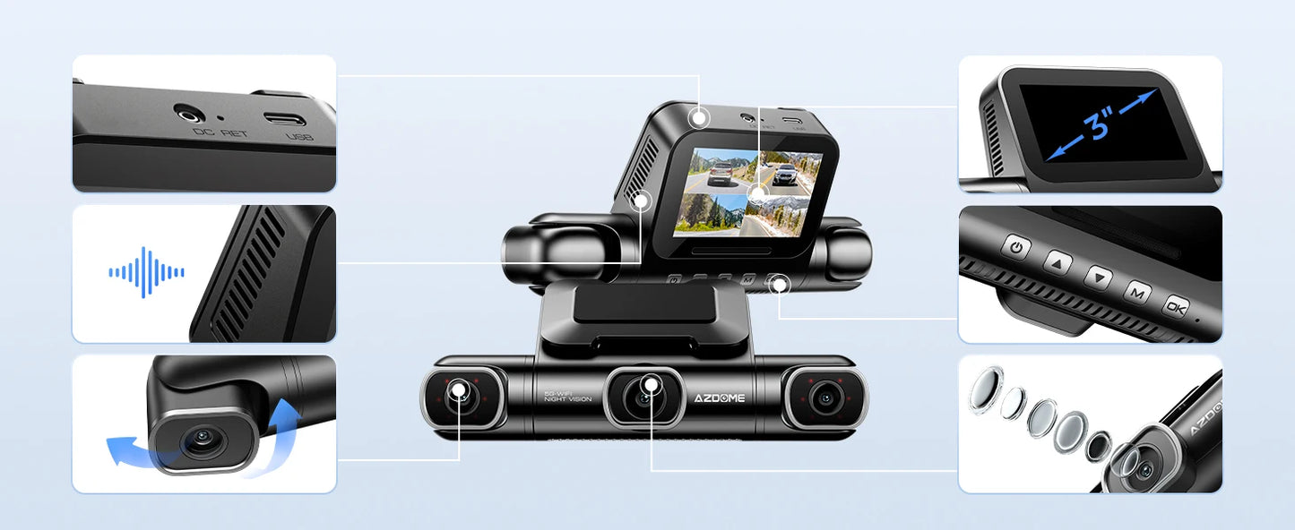 AZDOME M660 4-Channel Dash Cam with 128GB Storage