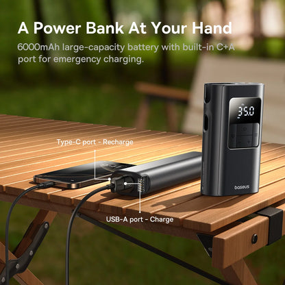 Baseus 2-in-1 Portable Tire Inflator with Flashlight