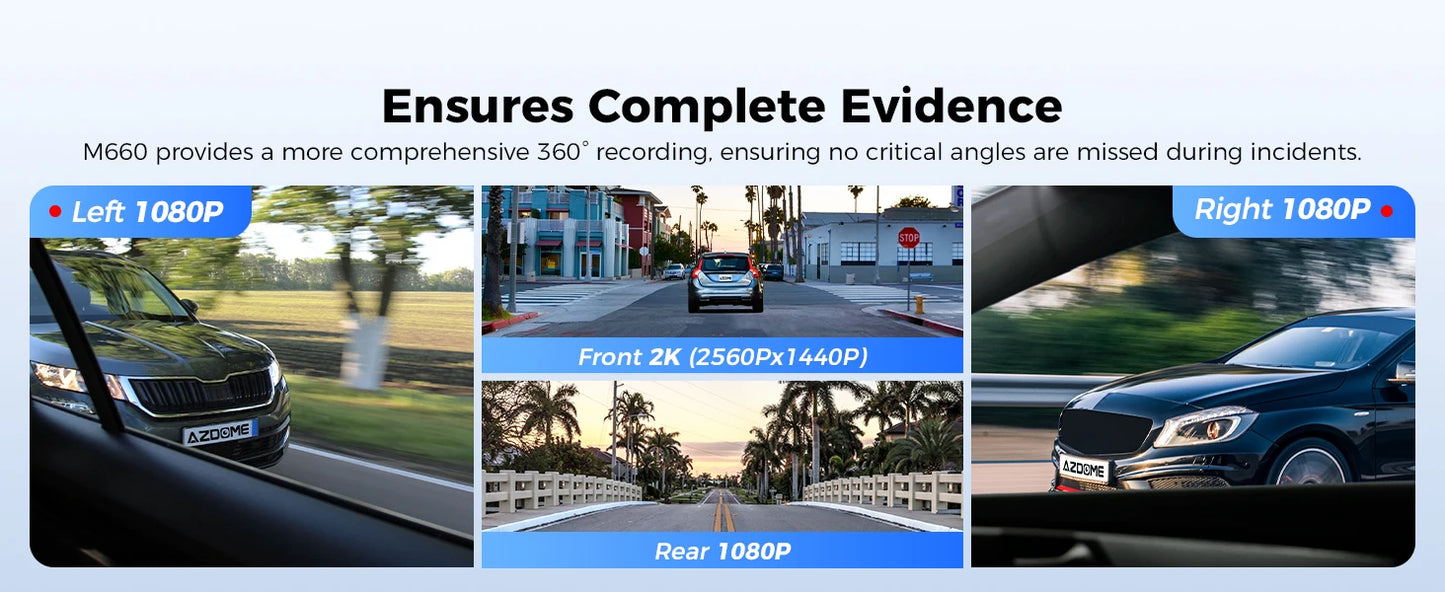 AZDOME M660 4-Channel Dash Cam with 128GB Storage