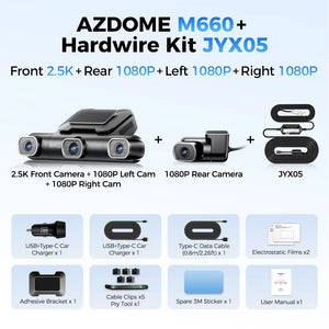 AZDOME M660 4-Channel Dash Cam with 128GB Storage